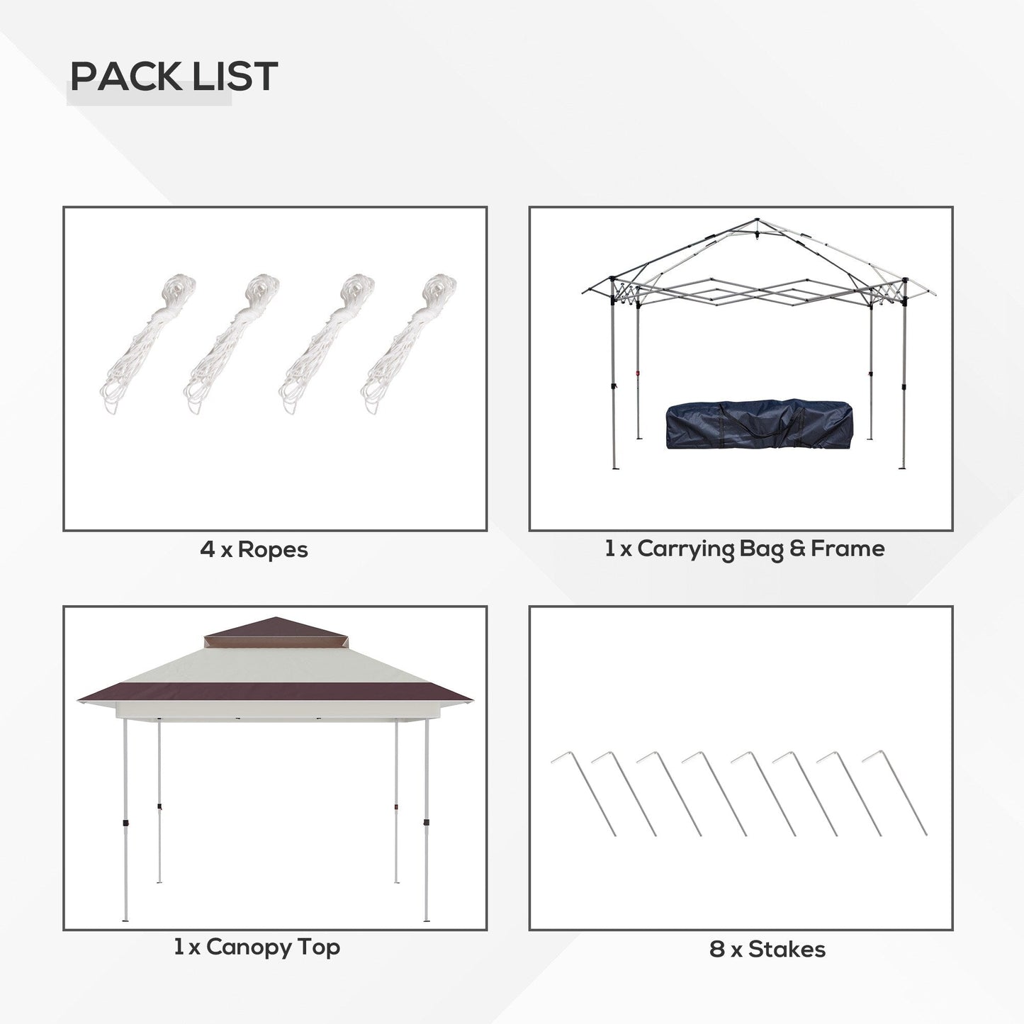 Outsunny Tente Pop-up Instant Canopy 3,6 m x 3,6 m, avec Pare-soleil, pliable, avec moustiquaire latérale en maille, hauteur réglable sur 3 niveaux