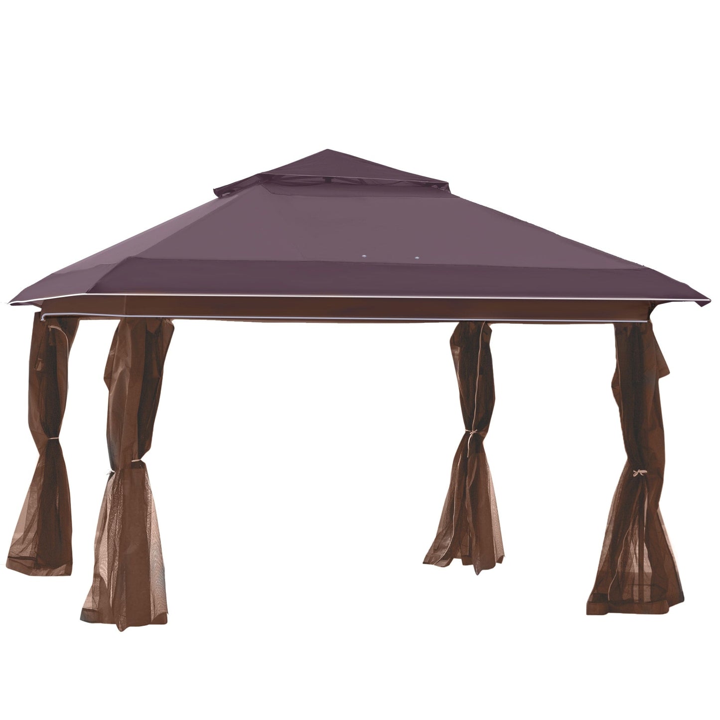Outsunny Tente Pop-up Instant Canopy 3,6 m x 3,6 m, avec Pare-soleil, pliable, avec moustiquaire latérale en maille, hauteur réglable sur 3 niveaux
