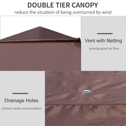 Outsunny Tente Pop-up Instant Canopy 3,6 m x 3,6 m, avec Pare-soleil, pliable, avec moustiquaire latérale en maille, hauteur réglable sur 3 niveaux