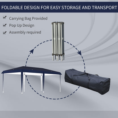 Caravane Pop-up Outsunny ultra-résistante avec cadre robuste, toit pare-UV et sac de transport pour patio, jardin, plage, cour arrière