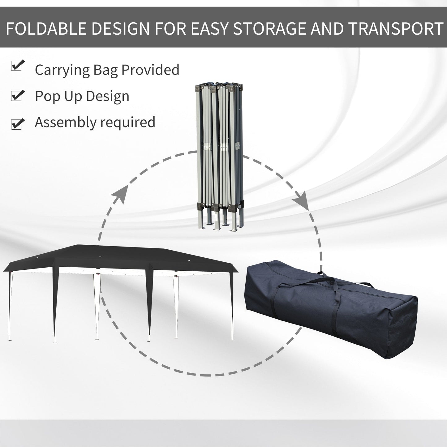 Caravane Pop-up Outsunny ultra-résistante avec cadre robuste, toit pare-UV et sac de transport pour patio, jardin, plage, cour arrière