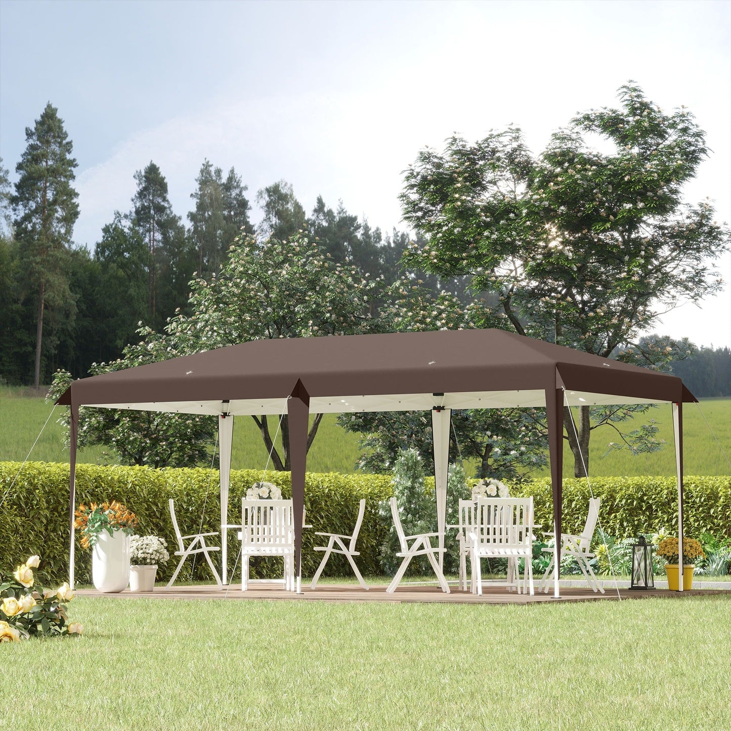 Caravane Pop-up Outsunny ultra-résistante avec cadre robuste, toit pare-UV et sac de transport pour patio, jardin, plage, cour arrière