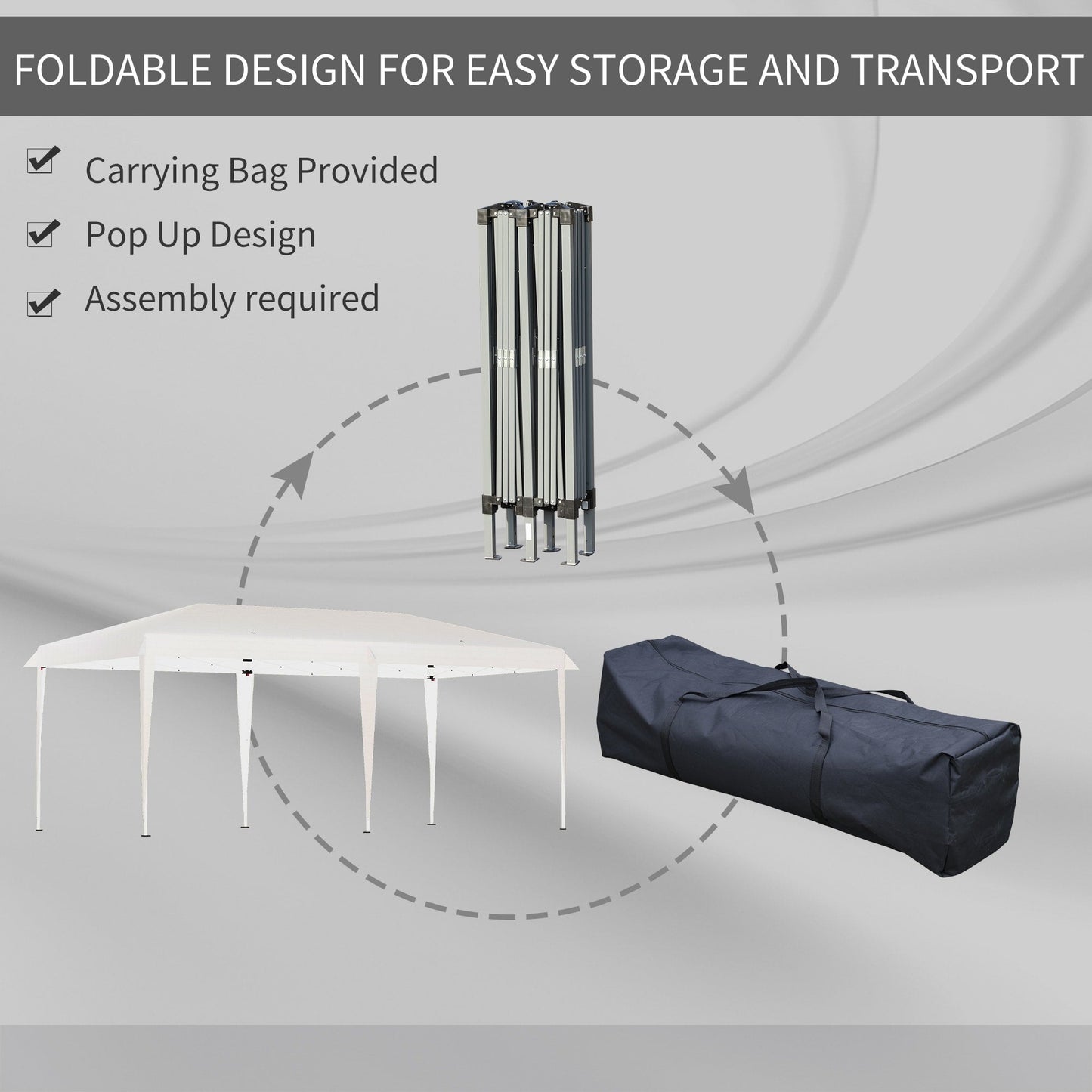 Caravane Pop-up Outsunny ultra-résistante avec cadre robuste, toit pare-UV et sac de transport pour patio, jardin, plage, cour arrière
