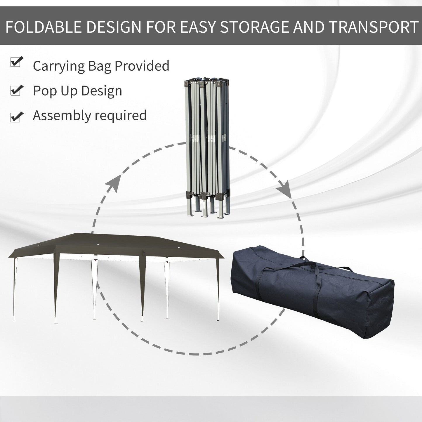 Caravane Pop-up Outsunny ultra-résistante avec cadre robuste, toit pare-UV et sac de transport pour patio, jardin, plage, cour arrière