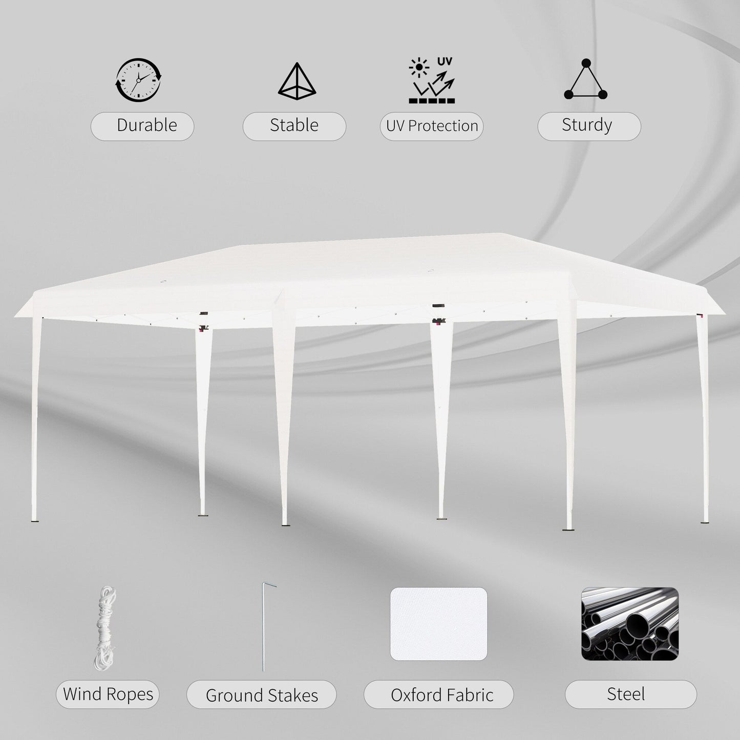 Caravane Pop-up Outsunny ultra-résistante avec cadre robuste, toit pare-UV et sac de transport pour patio, jardin, plage, cour arrière