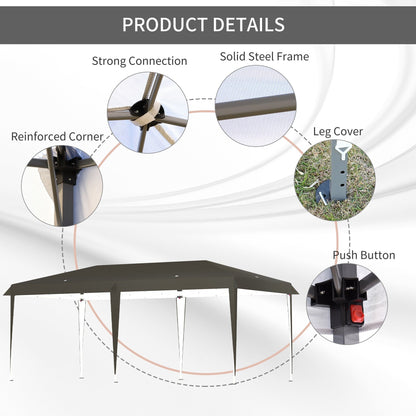 Caravane Pop-up Outsunny ultra-résistante avec cadre robuste, toit pare-UV et sac de transport pour patio, jardin, plage, cour arrière