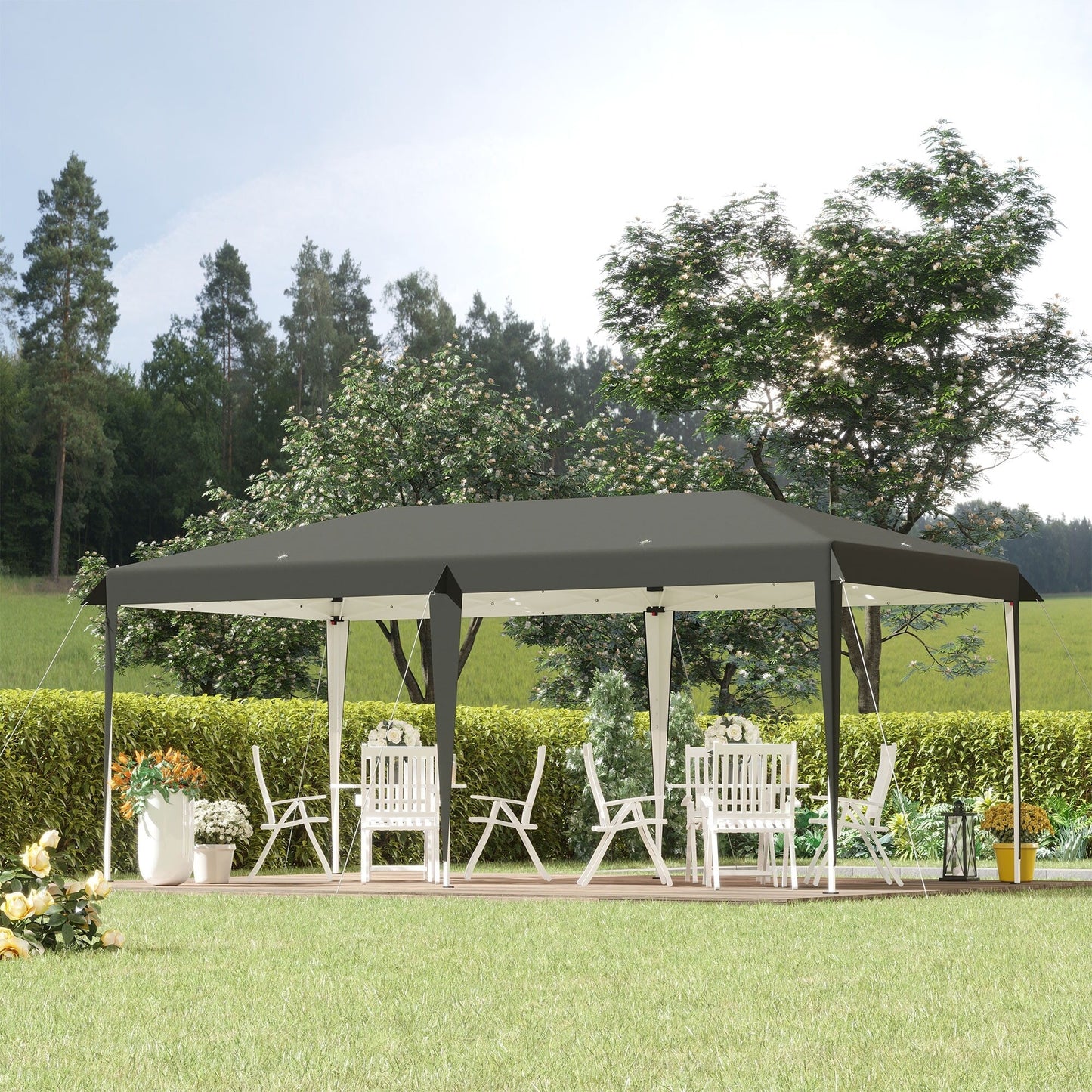 Caravane Pop-up Outsunny ultra-résistante avec cadre robuste, toit pare-UV et sac de transport pour patio, jardin, plage, cour arrière