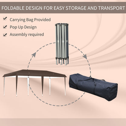 Caravane Pop-up Outsunny ultra-résistante avec cadre robuste, toit pare-UV et sac de transport pour patio, jardin, plage, cour arrière