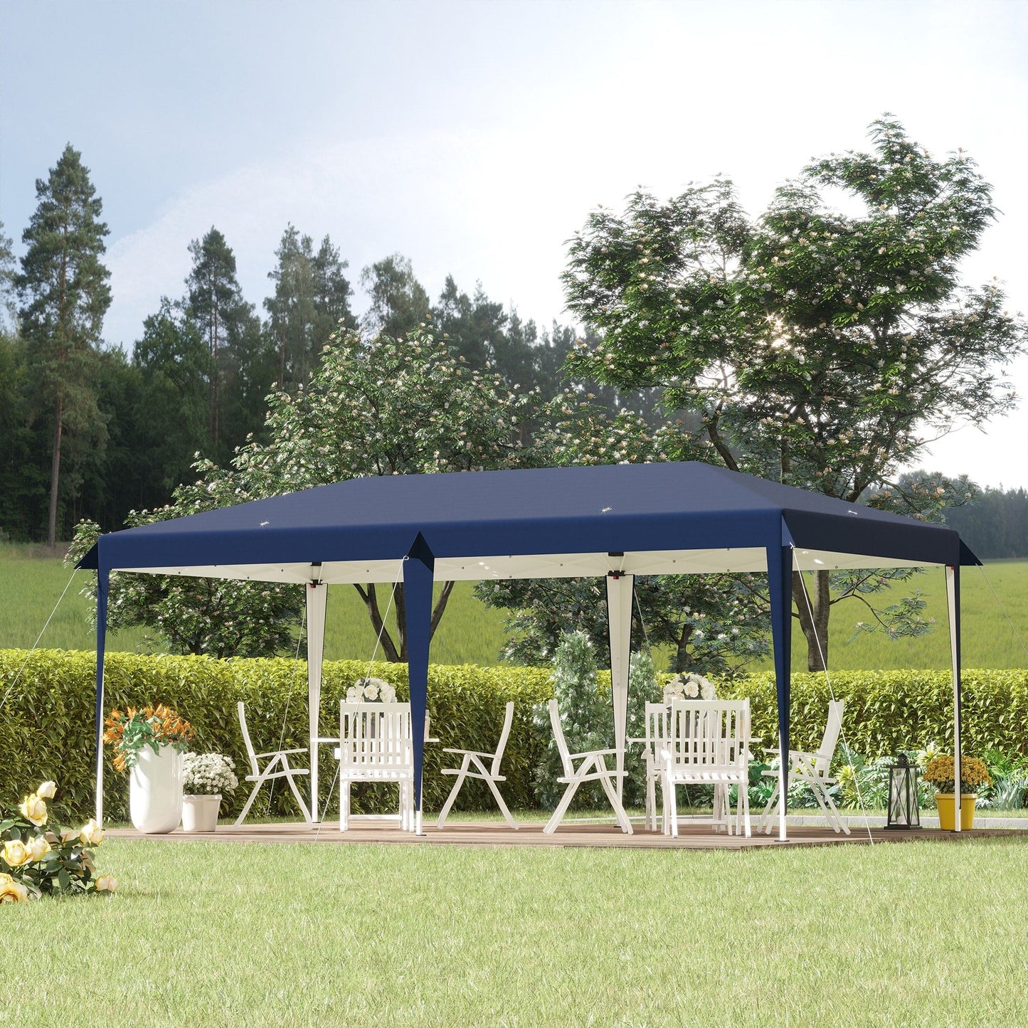 Caravane Pop-up Outsunny ultra-résistante avec cadre robuste, toit pare-UV et sac de transport pour patio, jardin, plage, cour arrière