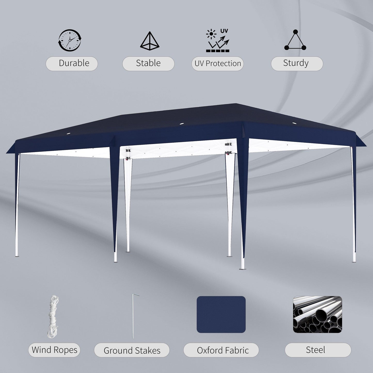 Caravane Pop-up Outsunny ultra-résistante avec cadre robuste, toit pare-UV et sac de transport pour patio, jardin, plage, cour arrière