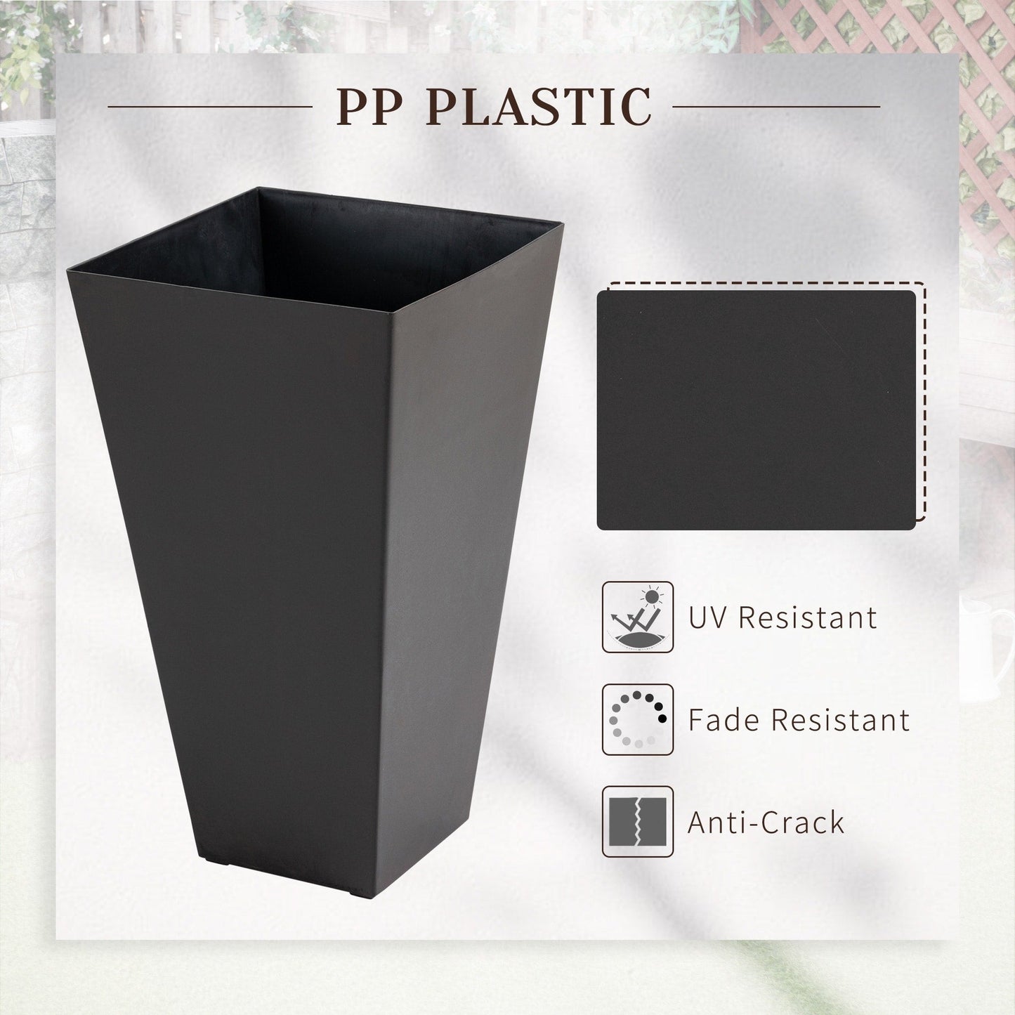 Outsunny Lot de 3 grands pots à fleurs en plastique, 71 cm de hauteur, pour l'intérieur et l'extérieur, pour entrée, patio, jardin