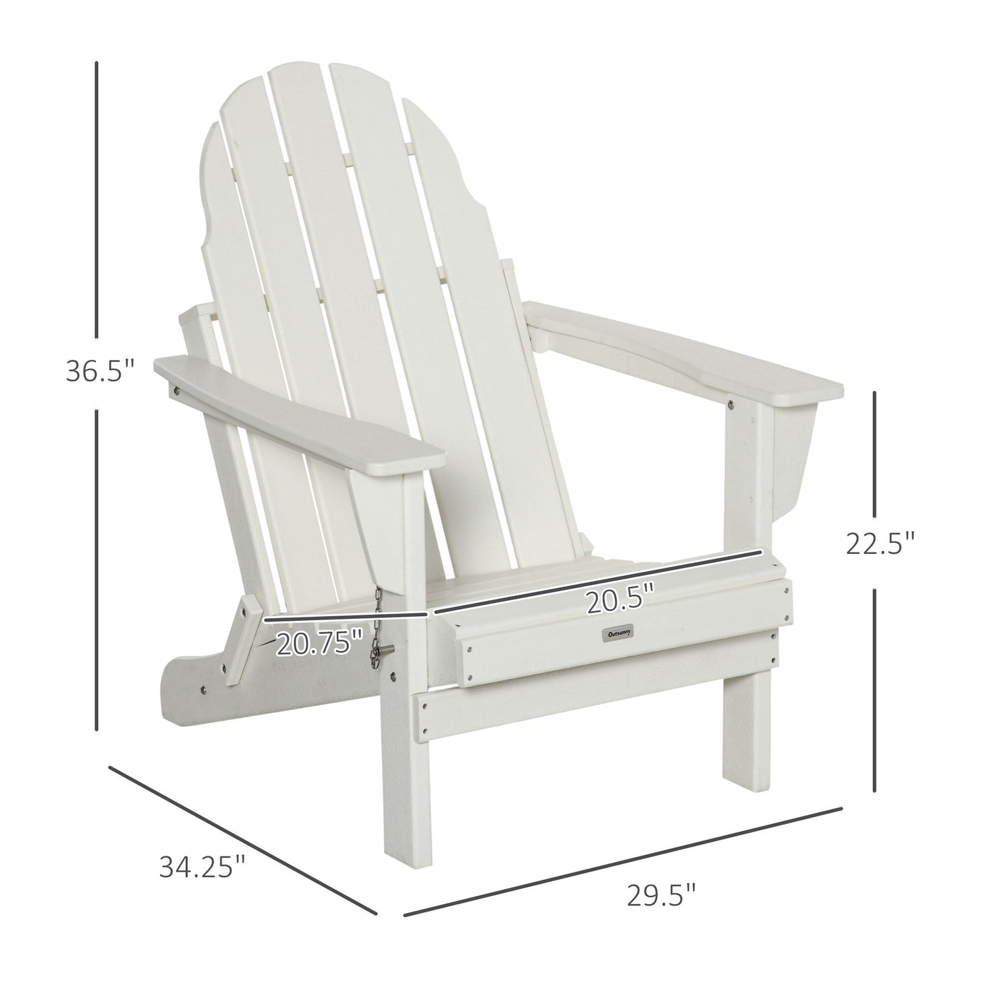 Outsunny Chaise de jardin pliante Adirondack, chaise de plage en plastique résistant aux intempéries en HDPE pour terrasse, pont et mobilier de jardin