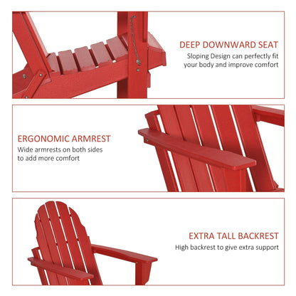 Outsunny Chaise de jardin pliante Adirondack, chaise de plage en plastique résistant aux intempéries en HDPE pour terrasse, pont et mobilier de jardin