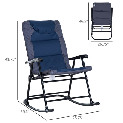 Outsunny Folding Rocking Chair Set with Padded Seat and Back, Pillow