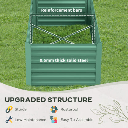 Outsunny Raised Garden Bed, 71 x 36 x 23 Galvanized Steel Planters for Outdoor Plants with Reinforced Rods