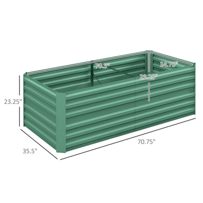 Outsunny Raised Garden Bed, 71 x 36 x 23 Galvanized Steel Planters for Outdoor Plants with Reinforced Rods