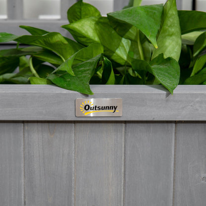 Outsunny Planter en Bois avec Treillis, Bac de Jardin surélevé pour Plantes grimpantes avec Trou de Drainage et Toit