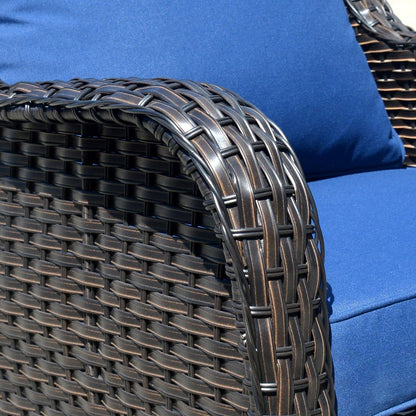 Ensemble de salon d'extérieur en osier OVIOS 5 pièces avec dossier haut