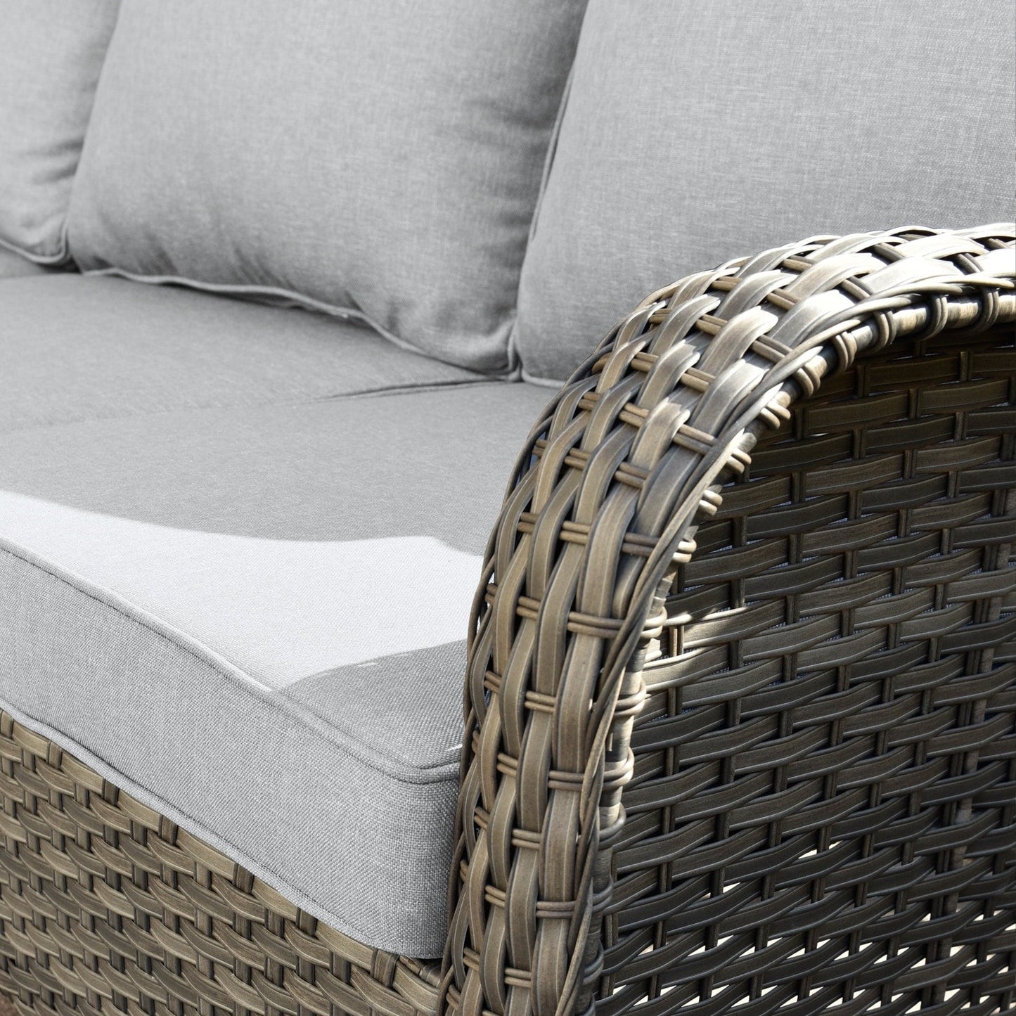 Ensemble de salon d'extérieur en osier OVIOS 5 pièces avec dossier haut