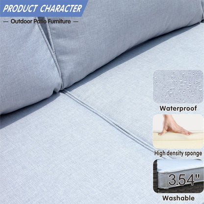 OVIOS Ensemble de meubles de jardin en rotin pour extérieur, 5 pièces, avec dossier haut.