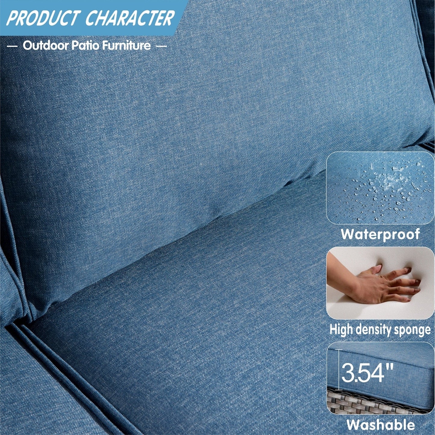 OVIOS Ensemble de meubles de jardin en rotin pour extérieur, 5 pièces, avec dossier haut.