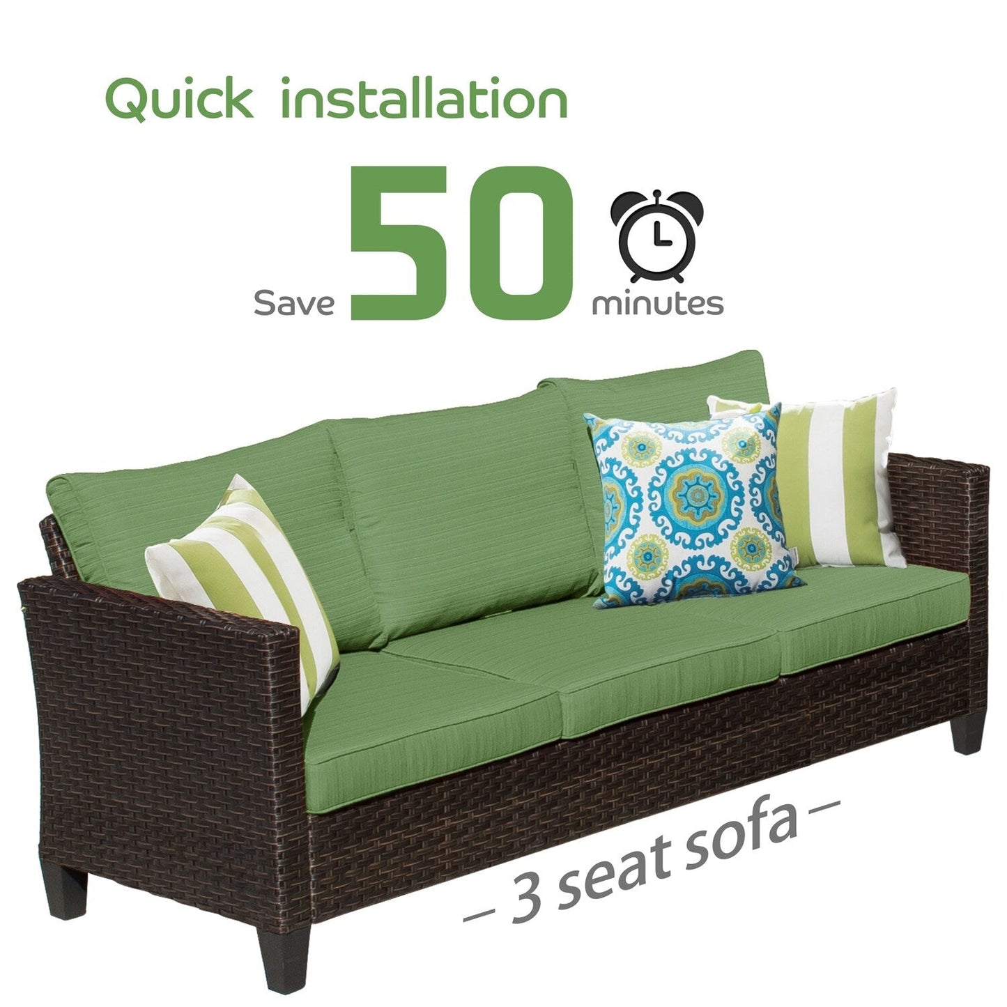 OVIOS Ensemble de meubles de jardin en rotin pour extérieur, 5 pièces, avec dossier haut.