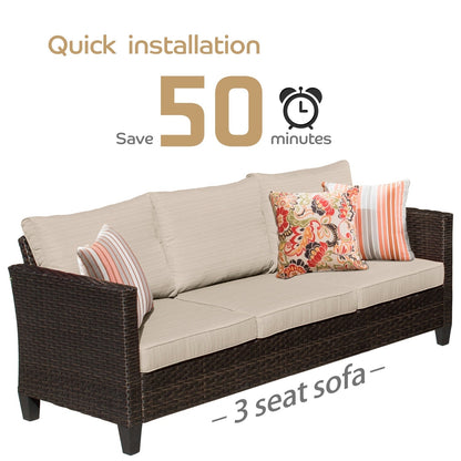 OVIOS Ensemble de meubles de jardin en rotin pour extérieur, 5 pièces, avec dossier haut.