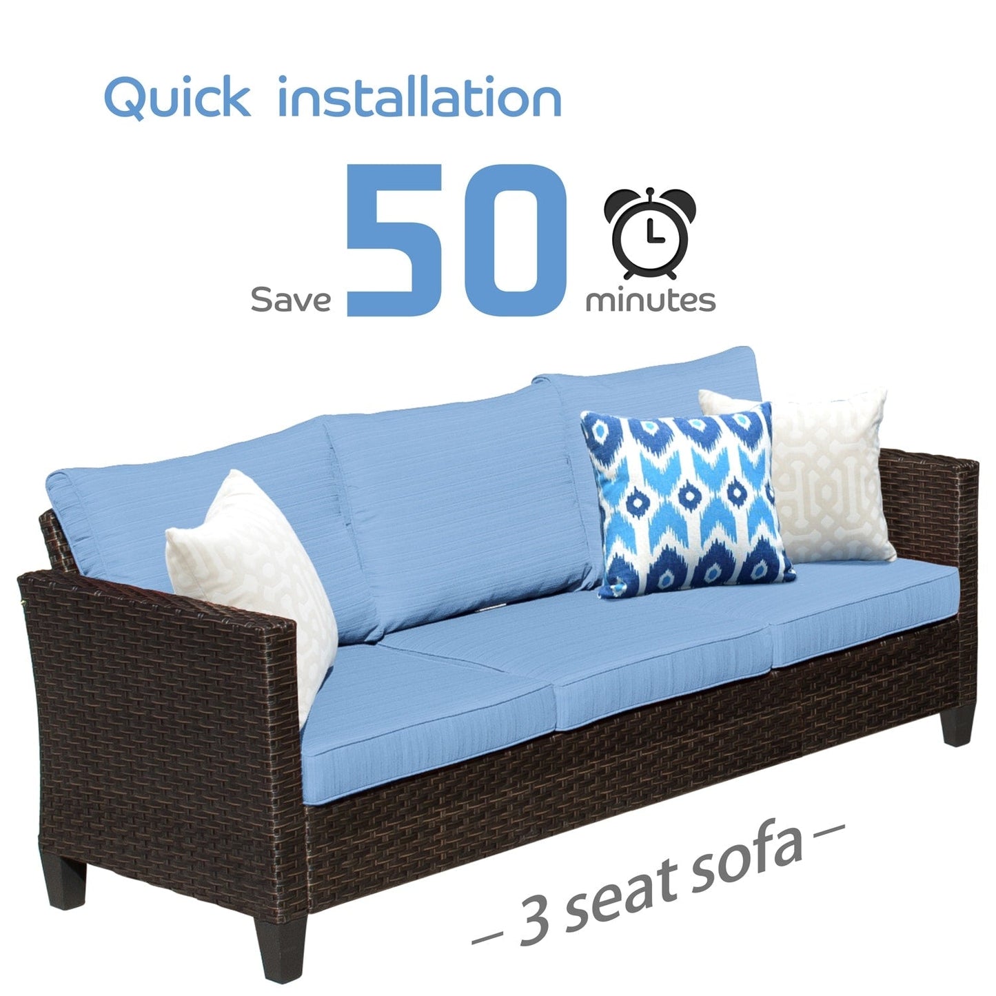 OVIOS Ensemble de meubles de jardin en rotin pour extérieur, 5 pièces, avec dossier haut.