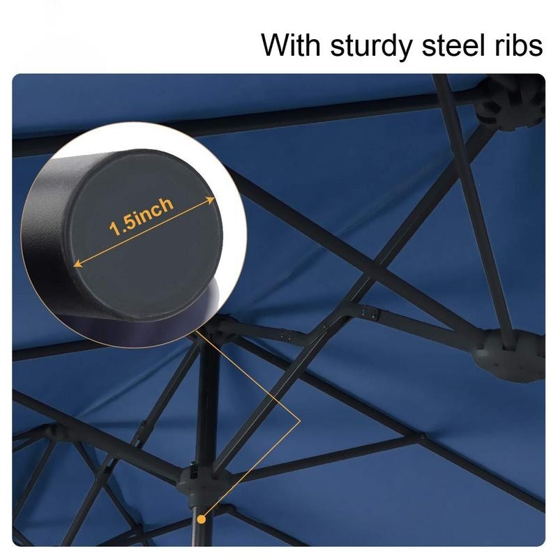 MAISON ARTS Parasol de terrasse extérieur à 3 niveaux, inclinable automatiquement, de 3 mètres, à double ventilation, avec lumières LED.