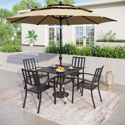 MAISON ARTS Parasol de terrasse extérieur à 3 niveaux, inclinable automatiquement, de 3 mètres, à double ventilation, avec lumières LED.