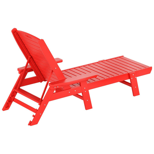 Polytrends Laguna, ensemble de 3 chaises longues inclinables de jardin en HDPE, résistant aux intempéries, pour patio et piscine, avec table d'appoint carrée.