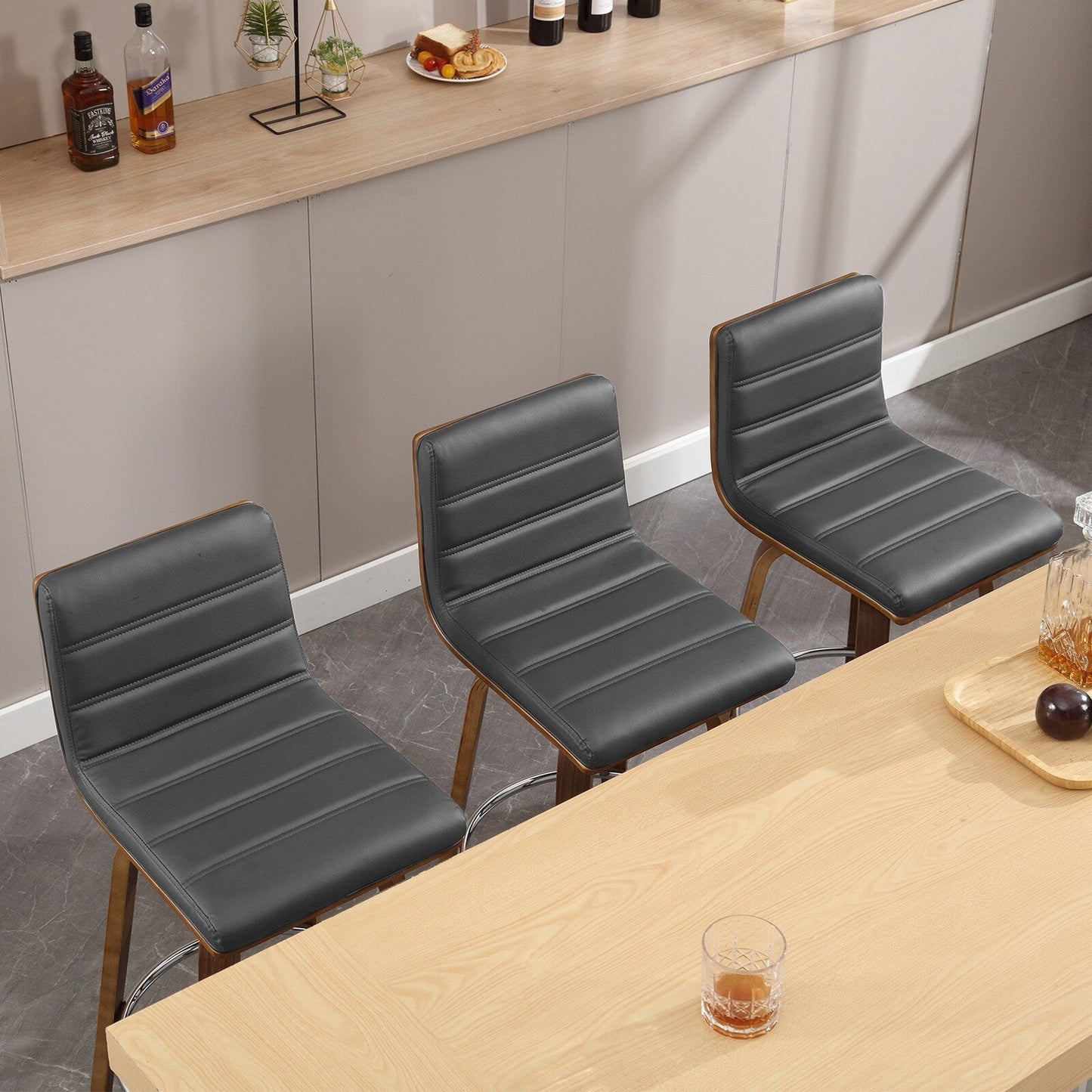 Tabourets de bar/comptoir pivotants en simili cuir 26/29, lot de 2/3