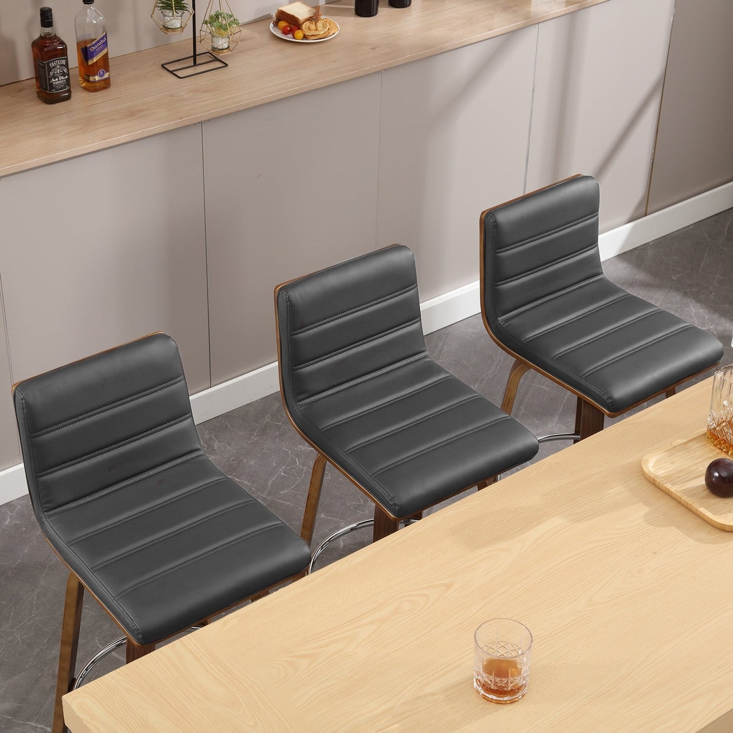 Tabourets de bar/comptoir pivotants en simili cuir 26/29, lot de 2/3