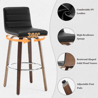 Tabourets de bar/comptoir pivotants en simili cuir 26/29, lot de 2/3