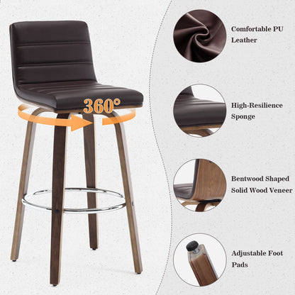 Tabourets de bar/comptoir pivotants en simili cuir 26/29, lot de 2/3