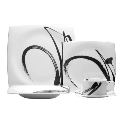Assiettes de dîner carrées noires (lot de 6)