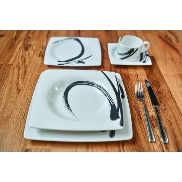 Assiettes de dîner carrées noires (lot de 6)