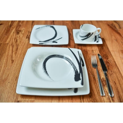 Assiettes de dîner carrées noires (lot de 6)