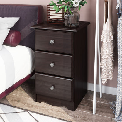 Palace Imports Table de chevet 100 % bois massif avec 3 tiroirs et poignées en métal ou en bois