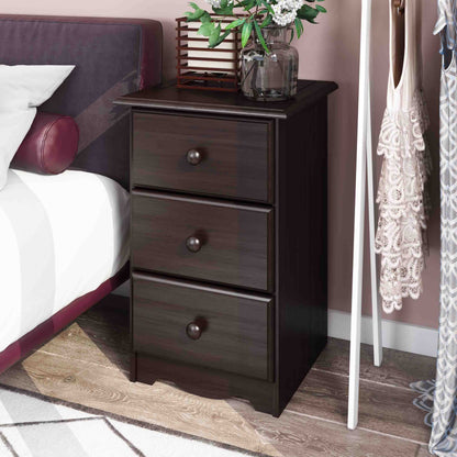 Palace Imports Table de chevet 100 % bois massif avec 3 tiroirs et poignées en métal ou en bois
