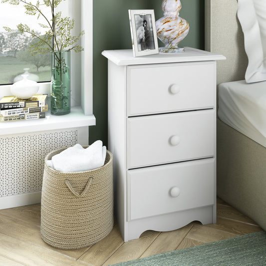 Palace Imports Table de chevet 100 % bois massif avec 3 tiroirs et poignées en métal ou en bois