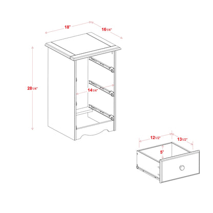Palace Imports Table de chevet 100 % bois massif avec 3 tiroirs et poignées en métal ou en bois