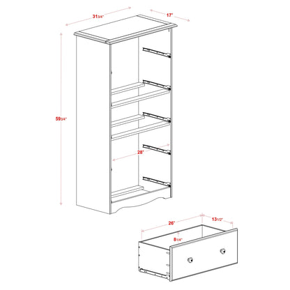 Palace Imports Coffre à 5 grands tiroirs en bois massif 100 %, avec serrure et poignées en métal ou en bois
