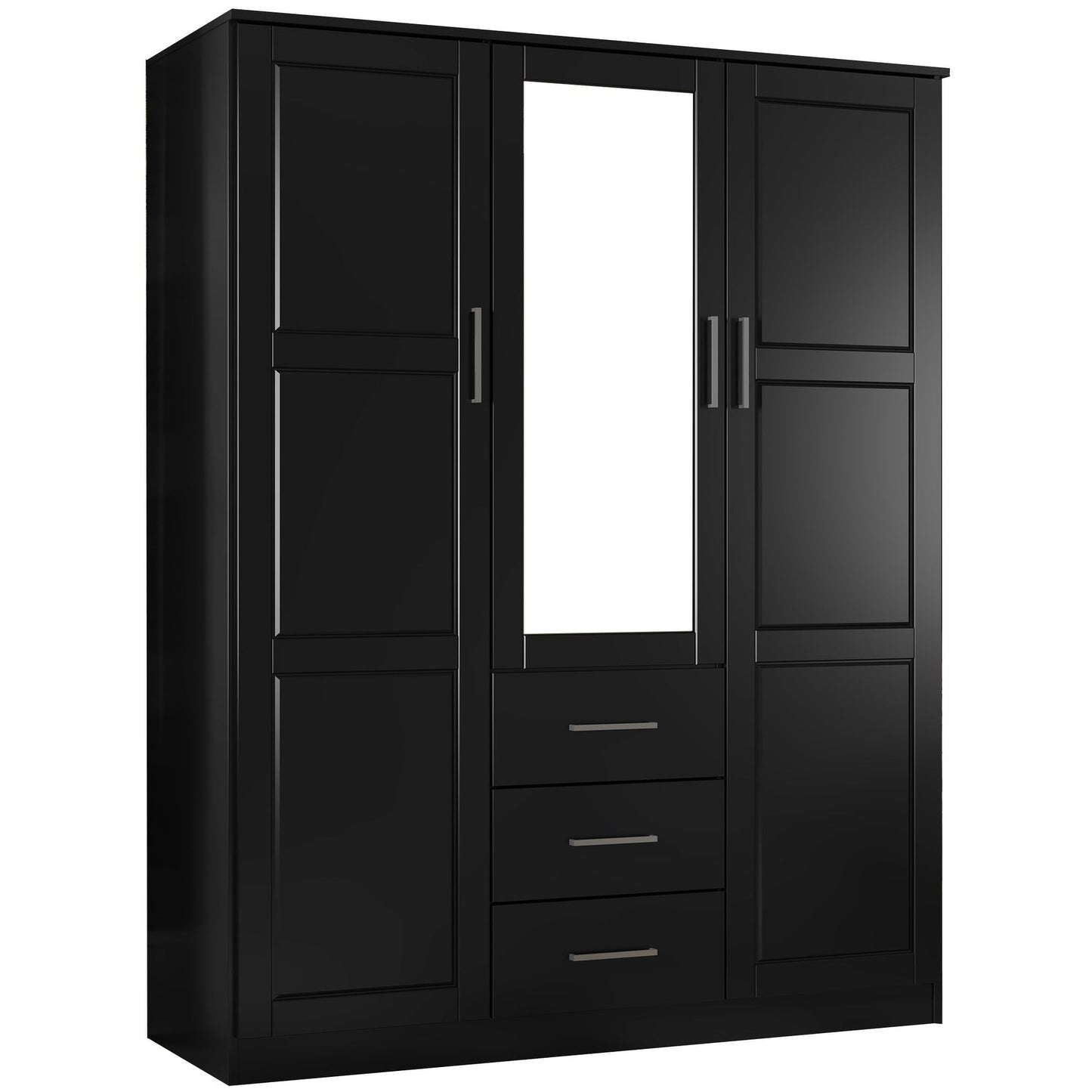 Palace Imports Armoire à 3 portes Cosmo en bois massif 100 % avec portes en bois massif ou en miroir