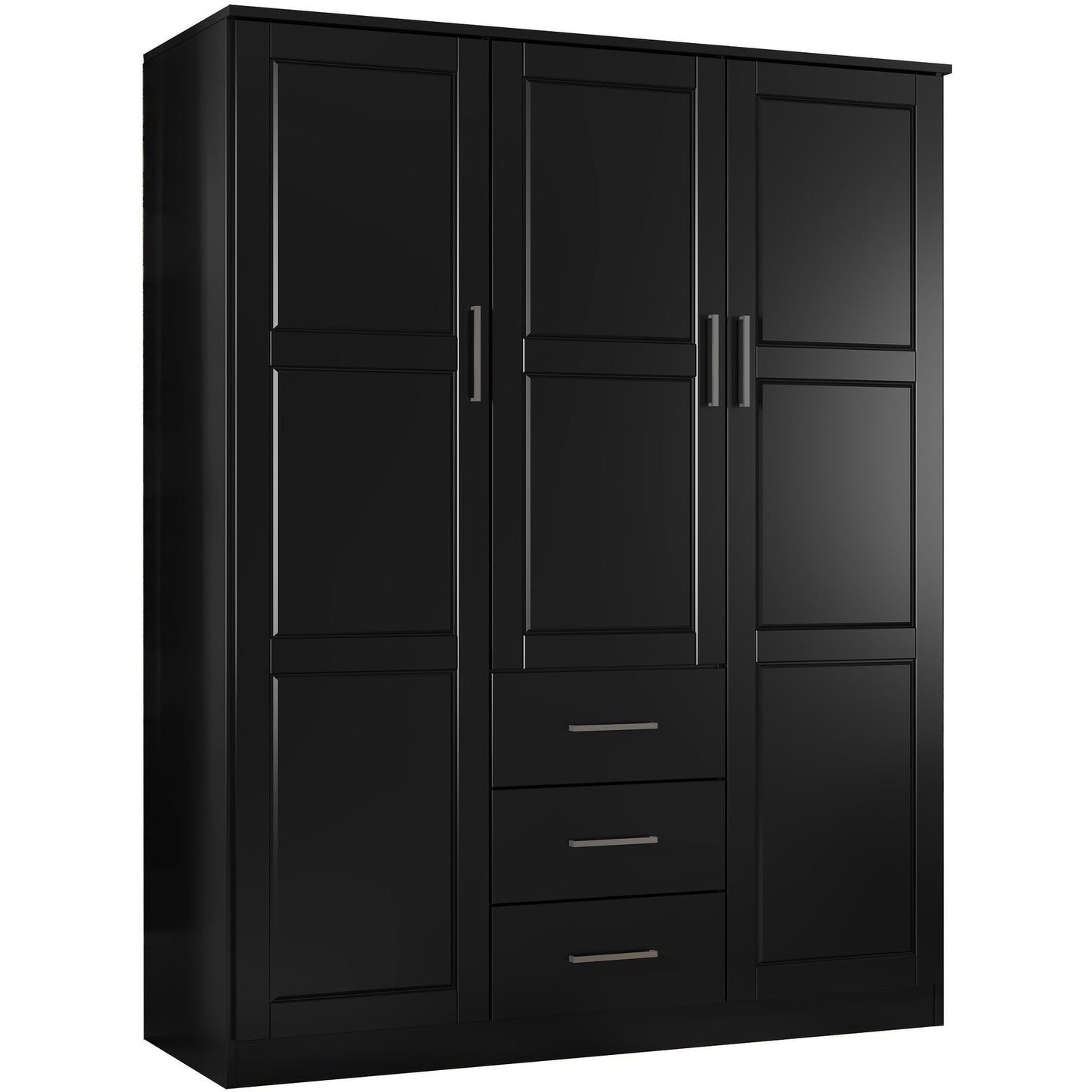 Palace Imports Armoire à 3 portes Cosmo en bois massif 100 % avec portes en bois massif ou en miroir