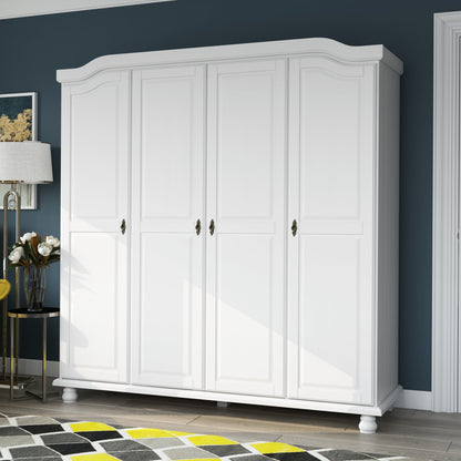 Palace Imports Armoire Kyle à 4 portes en bois massif avec portes en bois massif ou en miroir
