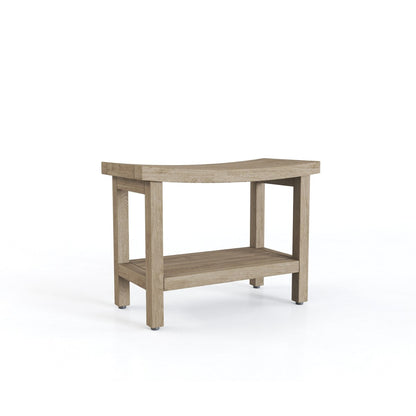 Banc de douche en teck Sumba avec étagère, breveté