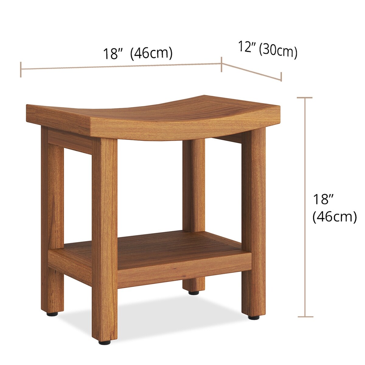 Banc de douche en teck Sumba avec étagère, breveté