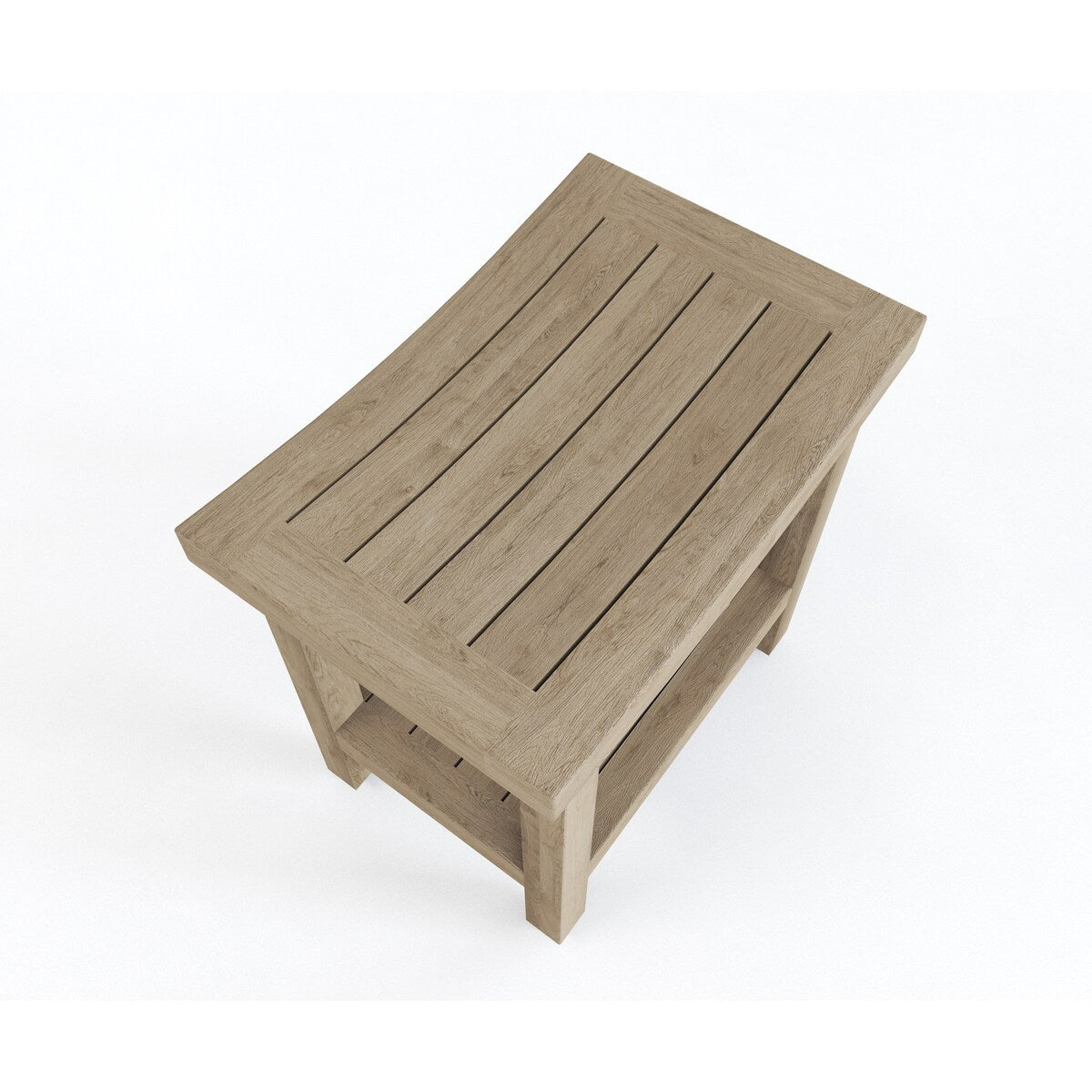 Banc de douche en teck Sumba avec étagère, breveté