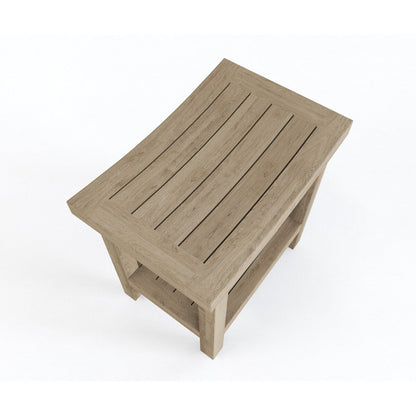 Banc de douche en teck Sumba avec étagère, breveté